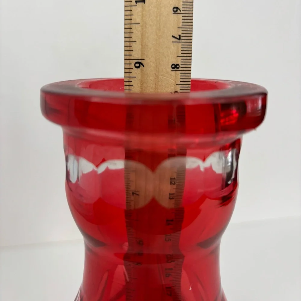 Vintage Red Cut to Clear Decanter‎ Ruby
Base Bohemian Glass Art Vase - Picture 5 of 9